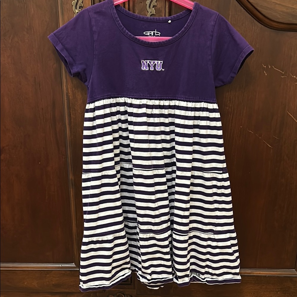 Official Team NYU Purple and White Striped Kids Dress